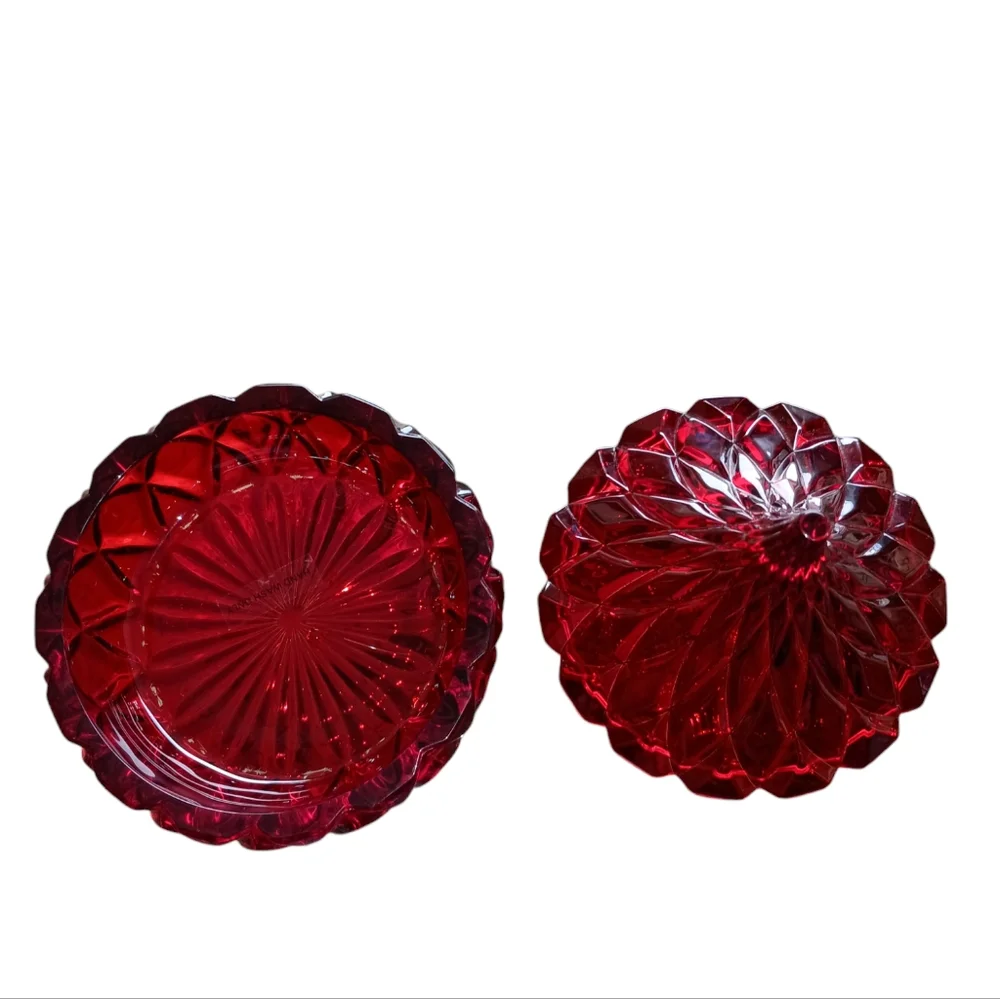 Godinger Shannon Crystal Designs of Ireland Hershey Kiss Shaped Red Candy Dish